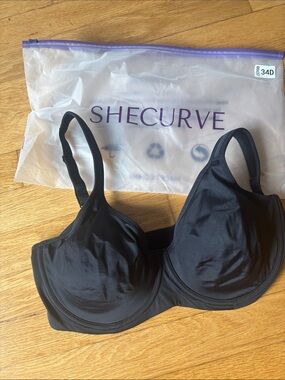 Shecurve Black Underwire Support Bra - 34D